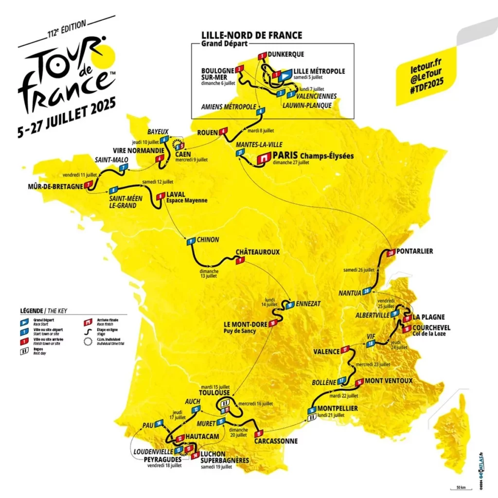 Carte du Tour de France 2025